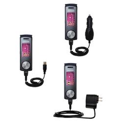 Gomadic Deluxe Kit for the Samsung SGH-F200 includes a USB cable with Car and Wall Charger - Brand w