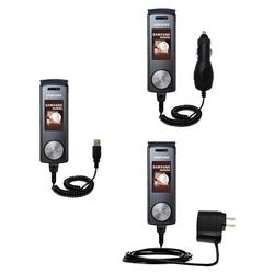 Gomadic Deluxe Kit for the Samsung SGH-F210 includes a USB cable with Car and Wall Charger - Brand w
