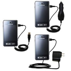 Gomadic Deluxe Kit for the Samsung SGH-F480 includes a USB cable with Car and Wall Charger - Brand w