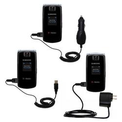 Gomadic Deluxe Kit for the Samsung SGH-T439 includes a USB cable with Car and Wall Charger - Brand w