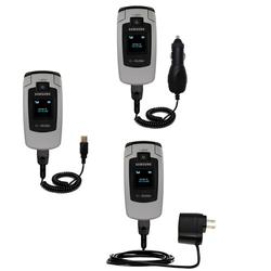 Gomadic Deluxe Kit for the Samsung SGH-T619 includes a USB cable with Car and Wall Charger - Brand w