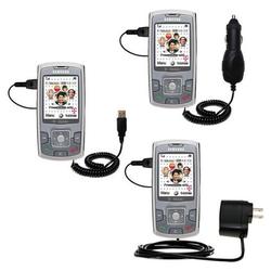 Gomadic Deluxe Kit for the Samsung SGH-T739 includes a USB cable with Car and Wall Charger - Brand w
