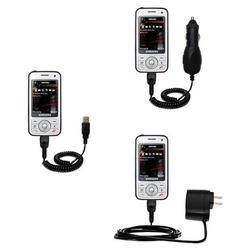 Gomadic Deluxe Kit for the Samsung SGH-i450 includes a USB cable with Car and Wall Charger - Brand w