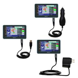Gomadic Deluxe Kit for the Sony Nav-U NV-U92T includes a USB cable with Car and Wall Charger - Brand