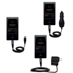 Gomadic Deluxe Kit for the iRiver E100 includes a USB cable with Car and Wall Charger - Brand w/ Tip