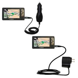 Gomadic Essential Kit for the Amcor Navigation GPS 5600 - includes Car and Wall Charger with Rapid Charge Te