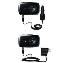 Gomadic Essential Kit for the Creative Zen Stone - includes Car and Wall Charger with Rapid Charge Technolog