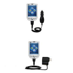 Gomadic Essential Kit for the HP iPAQ rx1950 / rx 1950 - includes Car and Wall Charger with Rapid Charge Tec