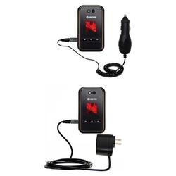 Gomadic Essential Kit for the Kyocera E2000 Tempo - includes Car and Wall Charger with Rapid Charge Technolo