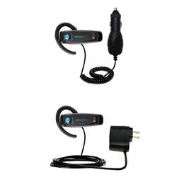 Gomadic Essential Kit for the LG Bluetooth Headset HBM-500 - includes Car and Wall Charger with Rapid Charge