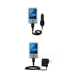 Gomadic Essential Kit for the Mio Technology 338 - includes Car and Wall Charger with Rapid Charge Technolog