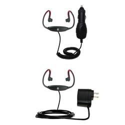 Gomadic Essential Kit for the Motorola Bluetooth Headset S9 - includes Car and Wall Charger with Rapid Charg
