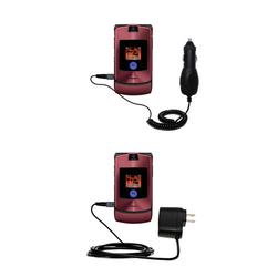 Gomadic Essential Kit for the Motorola MOTORAZR V3r - includes Car and Wall Charger with Rapid Charge Techno