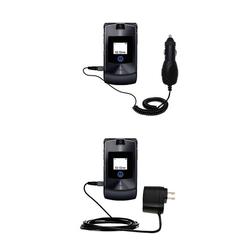 Gomadic Essential Kit for the Motorola MOTORAZR V3t - includes Car and Wall Charger with Rapid Charge Techno