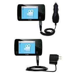 Gomadic Essential Kit for the Philips GoGear SA6014/37 - includes Car and Wall Charger with Rapid Charge Tec