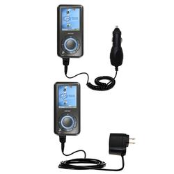Gomadic Essential Kit for the Sandisk Sansa e200R Rhapsody - includes Car and Wall Charger with Rapid Charge