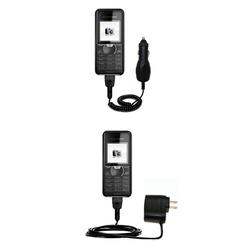 Gomadic Essential Kit for the Sony Ericsson k205a - includes Car and Wall Charger with Rapid Charge Technolo