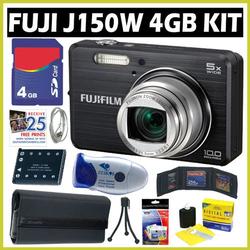 Fuji Finepix J150W 10MP Digital Camera (Black) + 4GB Deluxe Accessory Kit