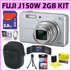 Fuji Finepix J150W 10MP Digital Camera (Silver) + 2GB Accessory Kit