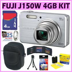 Fuji Finepix J150W 10MP Digital Camera (Silver) + 4GB Accessory Kit