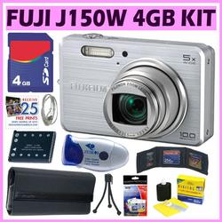 Fuji Finepix J150W 10MP Digital Camera (Silver) + 4GB Deluxe Accessory Kit