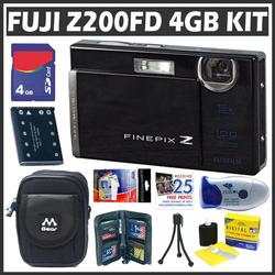 Fuji Finepix Z200FD 10MP Digital Camera Black + 4GB Deluxe Accessory Bundle