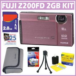 Fuji Finepix Z200FD 10MP Digital Camera Pink + 2GB Accessory Bundle