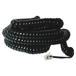 GE Coiled Telephone Handset Cable - 25ft - Black