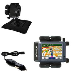 Gomadic Garmin Nuvi 265T Auto Bean Bag Dash Holder with Car Charger - Uses TipExchange