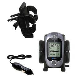 Gomadic Golf Buddy Tour GPS Range Finder Auto Vent Holder with Car Charger - Uses TipExchange