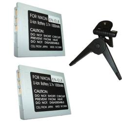 HQRP 2-Pack New EN-EL8 / ENEL8 Battery Replacement for Nikon Coolpix S50, Coolpix S50c + Mini Tripod