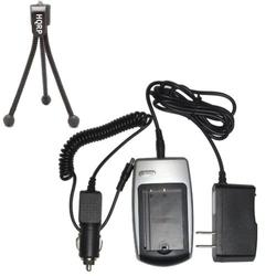HQRP Battery Charger for Pentax fits Optio S, S4, S4i, S5i, SV & X Digital Cameras + Tripod
