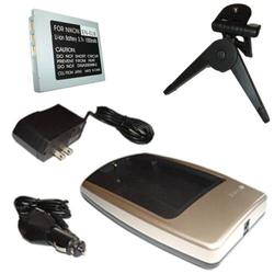 HQRP Equivalent Battery and Charger Set for Nikon Coolpix S50, Coolpix S50c Digital Camera +Tripod