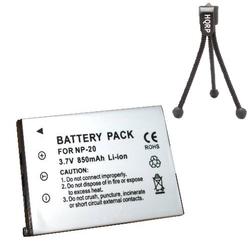 HQRP NP-20 Replacement Battery for Casio Exilim S3, S20U, S100, S500, S600, S770, S880 + Tripod