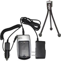 HQRP Replacement Battery Charger for Canon ZR Series: ZR100, ZR200, ZR300 Camcorder + Tripod