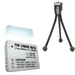 HQRP Replacement Battery NB-5L for Canon Ixus 800 IS & PowerShot SD700 + Tripod