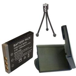 HQRP Replacement Battery for Pentax Optio S4, S4i, S6, S7 Digital Camera + Tripod