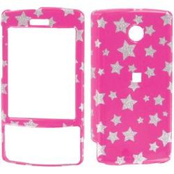 Wireless Emporium, Inc. Hot Pink w/Glitter Stars Snap-On Protector Case Faceplate for HTC Touch Diamond CDMA