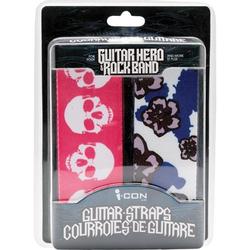 I-CON ASD823 Pink Skulls and Flowers Universal Rockband Guitar Strap - 2-Pack