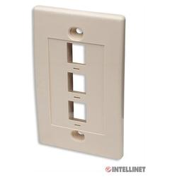 Intellinet Wall Plate, Ivory, 3 Outlet
