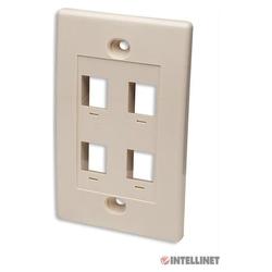 Intellinet Wall Plate, Ivory, 4 Outlet