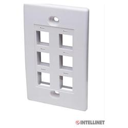 Intellinet Wall Plate, White, 6 Outlet