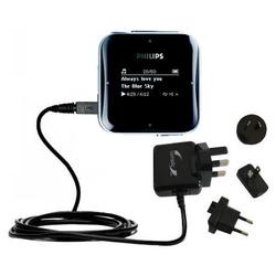 Gomadic International Wall / AC Charger for the Philips GoGear SA2810 - Brand w/ TipExchange Technol