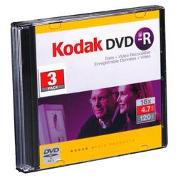 KODAK 3 PACK DVD-R 16X IN JEWEL CASE NIC