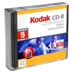 KODAK 80 MINUTE CD-R 52X IN JEWEL CASE 5 PACK NIC
