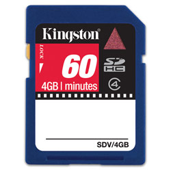 KINGSTON TECHNOLOGY FLASH Kingston 4GB 60min Class 4 Video Secure Digital Card