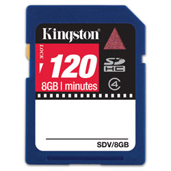 KINGSTON TECHNOLOGY FLASH Kingston 8GB 120min Class 4 Video Secure Digital Card