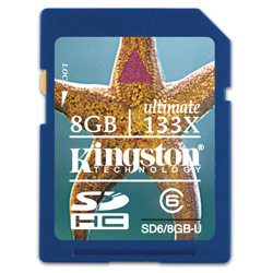 KINGSTON TECHNOLOGY FLASH Kingston 8GB SDHC Ultimate Card (133X) - Class 6