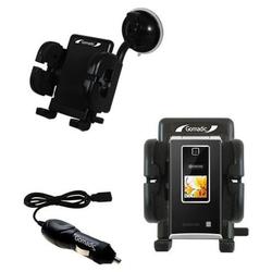 Gomadic Kyocera S4000 Mako Flexible Auto Windshield Holder with Car Charger - Uses TipExchange