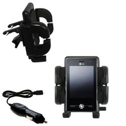 Gomadic LG KS20 Auto Vent Holder with Car Charger - Uses TipExchange
